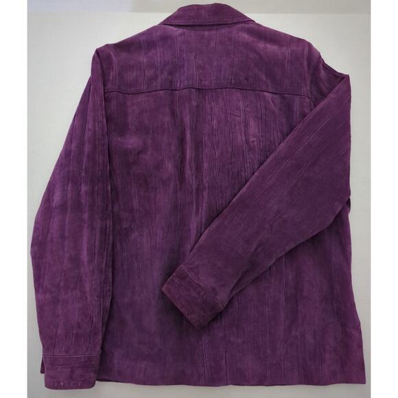 Coldwater Creek Purple Plum Suede Button Up Jacket Fully Lined Women's Size L - Picture 8 of 8